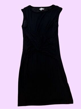 Kut from the Kloth Black Sleeveless Knot-Front Midi Dress